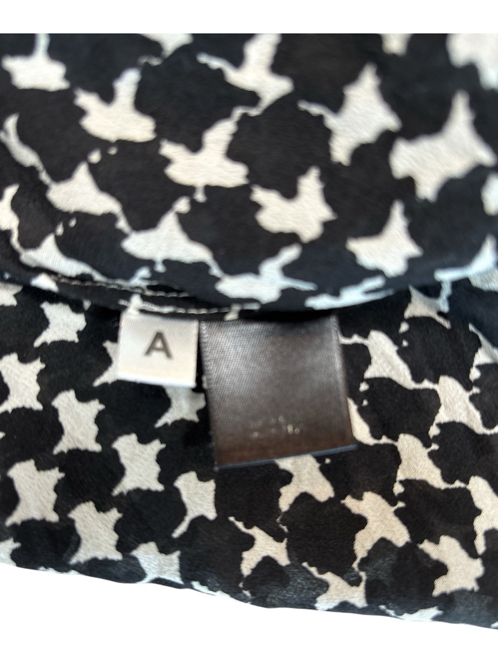 Ann Taylor Black and White Abstract Houndstooth Silk Button-Down Shirt - Picture 6 of 11